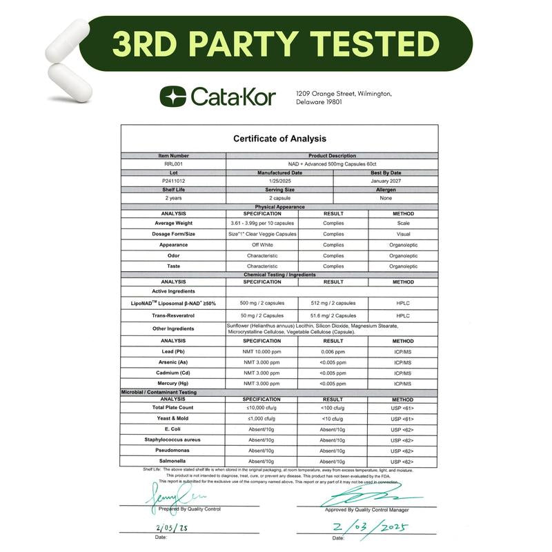 NAD+ Supplement for Skin Aging Support, Energy, and Focus