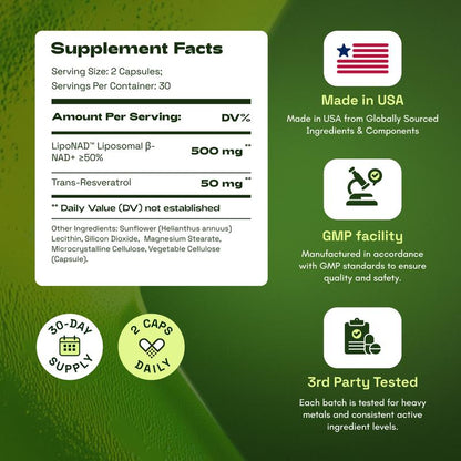 NAD+ Supplement for Skin Aging Support, Energy, and Focus