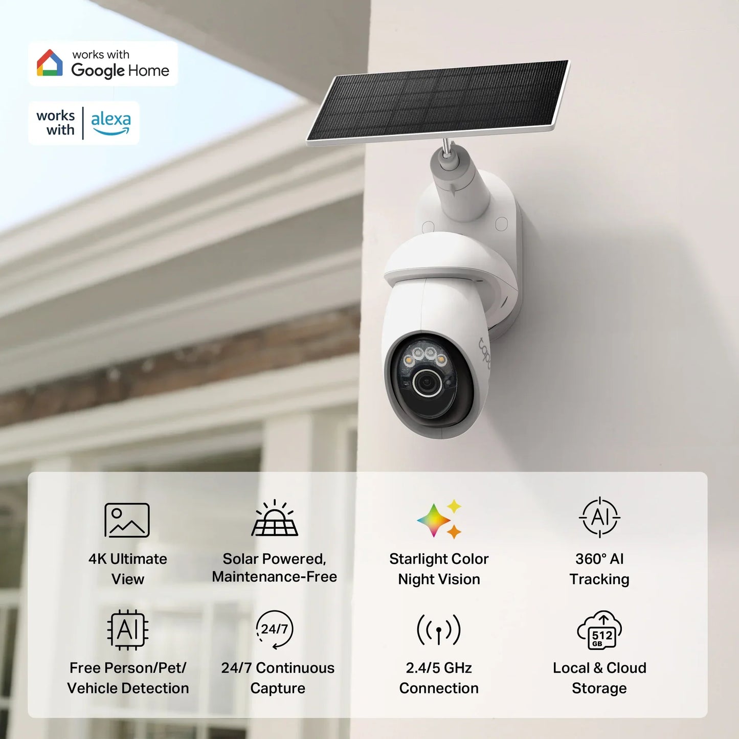 2K Ultra HD Outdoor Security Camera with Solar Panel