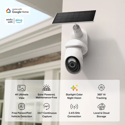 2K Ultra HD Outdoor Security Camera with Solar Panel